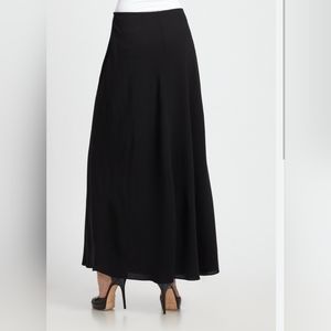 NWT Eileen Fisher Black Silk Crepe Dancer A-line Maxi Skirt Size Small